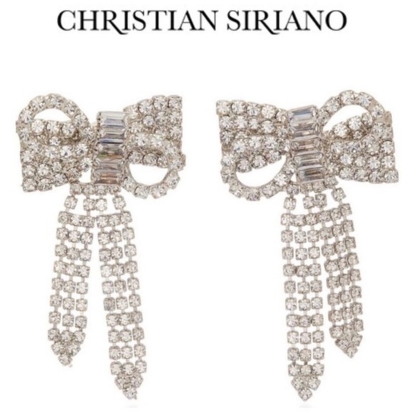 Christian Siriano statement bow crystal behr drop earrings NWT - Picture 4 of 7
